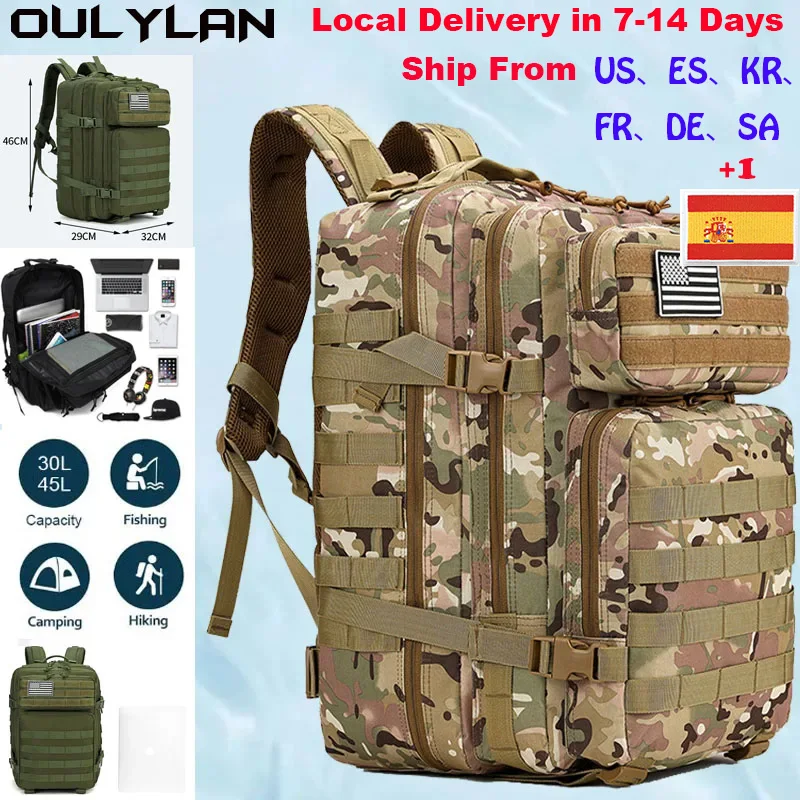 

Тактические Военные рюкзаки большой вместимости 45 л для мужчин, армейские штурмовые сумки Molle для отдыха на открытом воздухе, Походов, Кемпинга