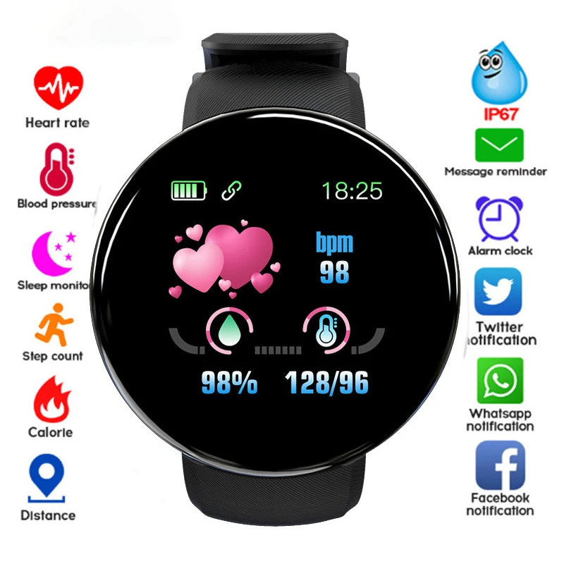 Pulsera con pantalla a Color disco, monitor ritmo cardíaco, presión arterial, información de llamada, medidor de a prueba de agua, pulsera deportiva| | - AliExpress