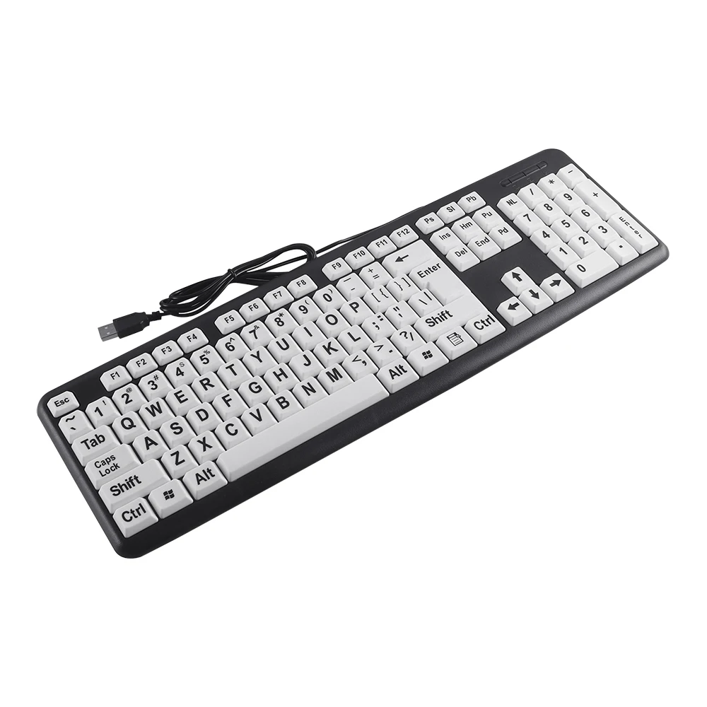 107 Key USB Wired Big Print Keyboard for Elder Old People Designed for People With Visual Impairment