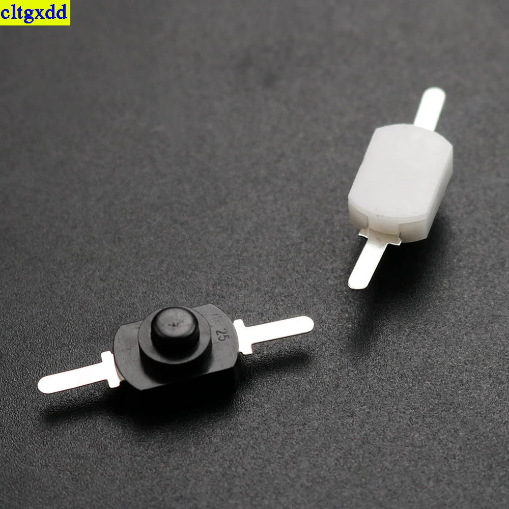 Cltgxdd 10piece/batch DC 1A/30V 12 * 8mm Balck/white 2-pin mini button switch 12x8mm for flashlight self-locking switch