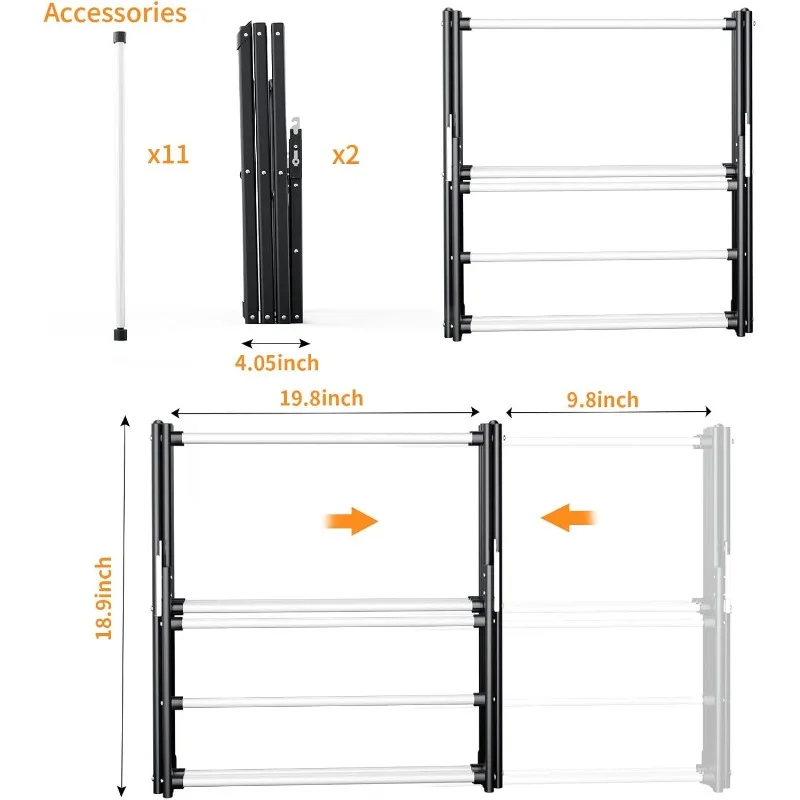 Foldable Drying Rack Clothing, Clothes Drying Rack Collapsible Indoor, Dryers for Laundry - 40" x 28.8" x 14.2", Space Saving 6