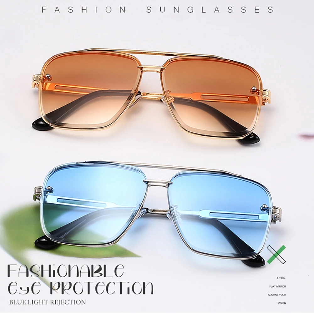 New Fashion Classic Square Sunglasses Cool Men Vintage Brand Design Metal Sun Glasses Women Shades UV400 Oculos De Sol