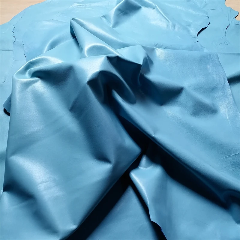 Sky Blue Genuine Sheepskin Leather Fabric - 0.6mm Premium Material