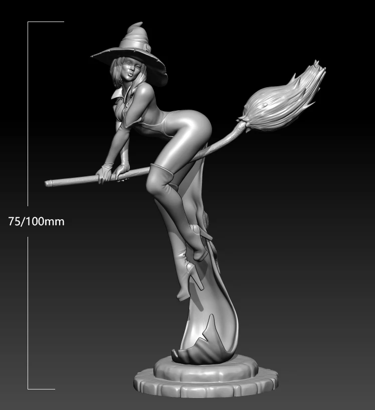 

75mm 100mm Resin Model Witch Girl Figure Sculpture Unpainted No Color RW-417
