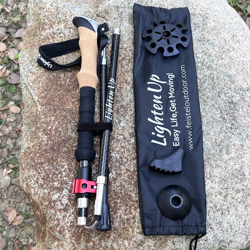 2 PCS 5-Section Outdoor Fold Trekking Pole Cane Camping Portable Walking Hiking Stick For Nordic 등산스틱 Climbing Stick Into Bag 2