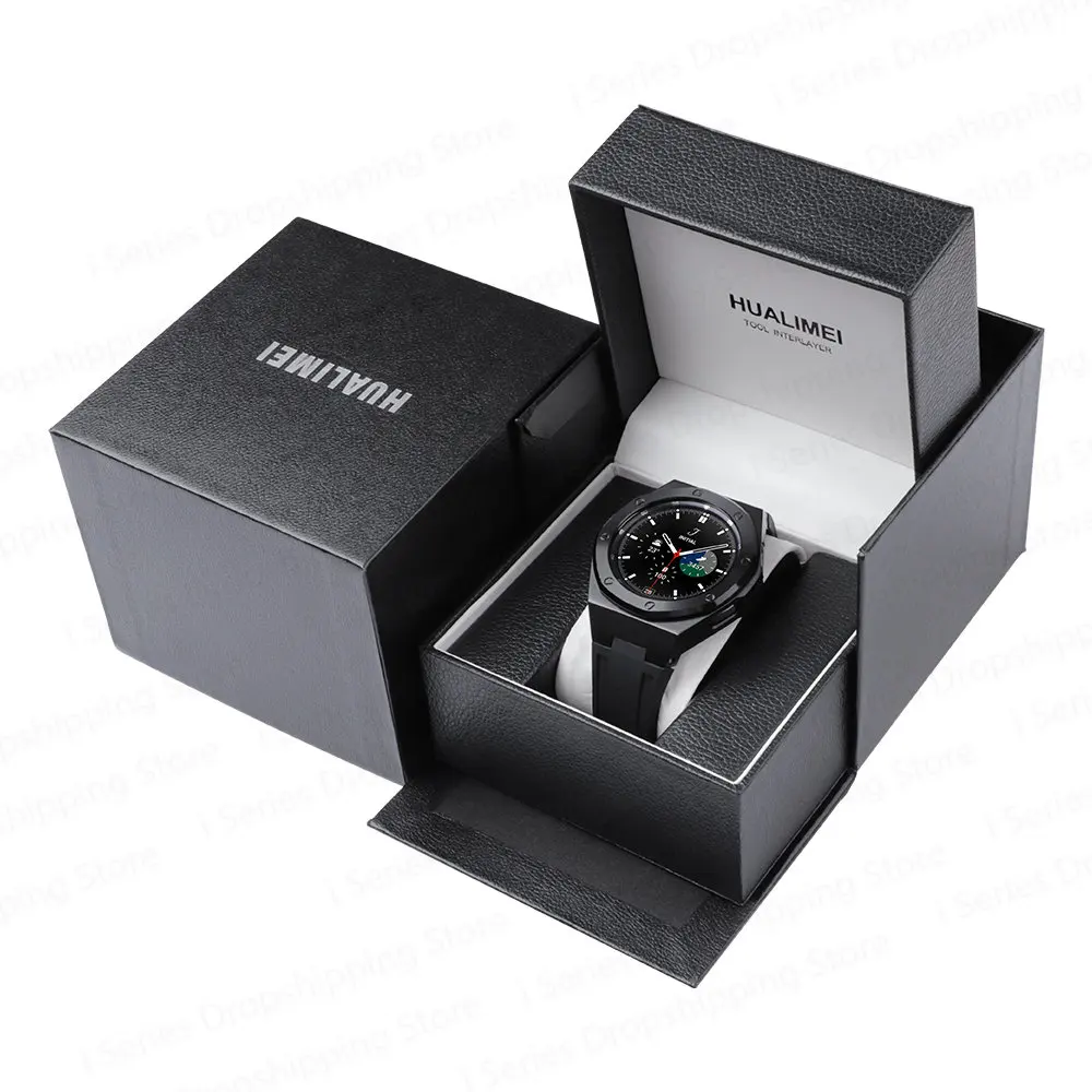 Stainless Steel Case For Samsung Watch 5 Pro 4 44 40 classic 46MM Modification Kit Galaxy Watch4 classic 46 MM Rubber Strap