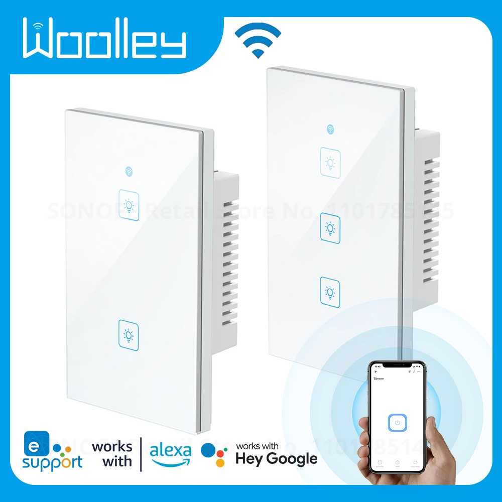 

Woolley WiFi Smart Light Switch Touch Panel 1/2/3 Gang Voice Control Wireless Remote Smart Home Wall Switches Alexa Google Home