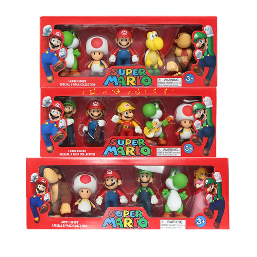 

14cm Super Mario Bros PVC Action Figure Toys Dolls Model Set 5-9Pcs Luigi Yoshi Donkey Kong Mushroom for Kids Birthday Gift