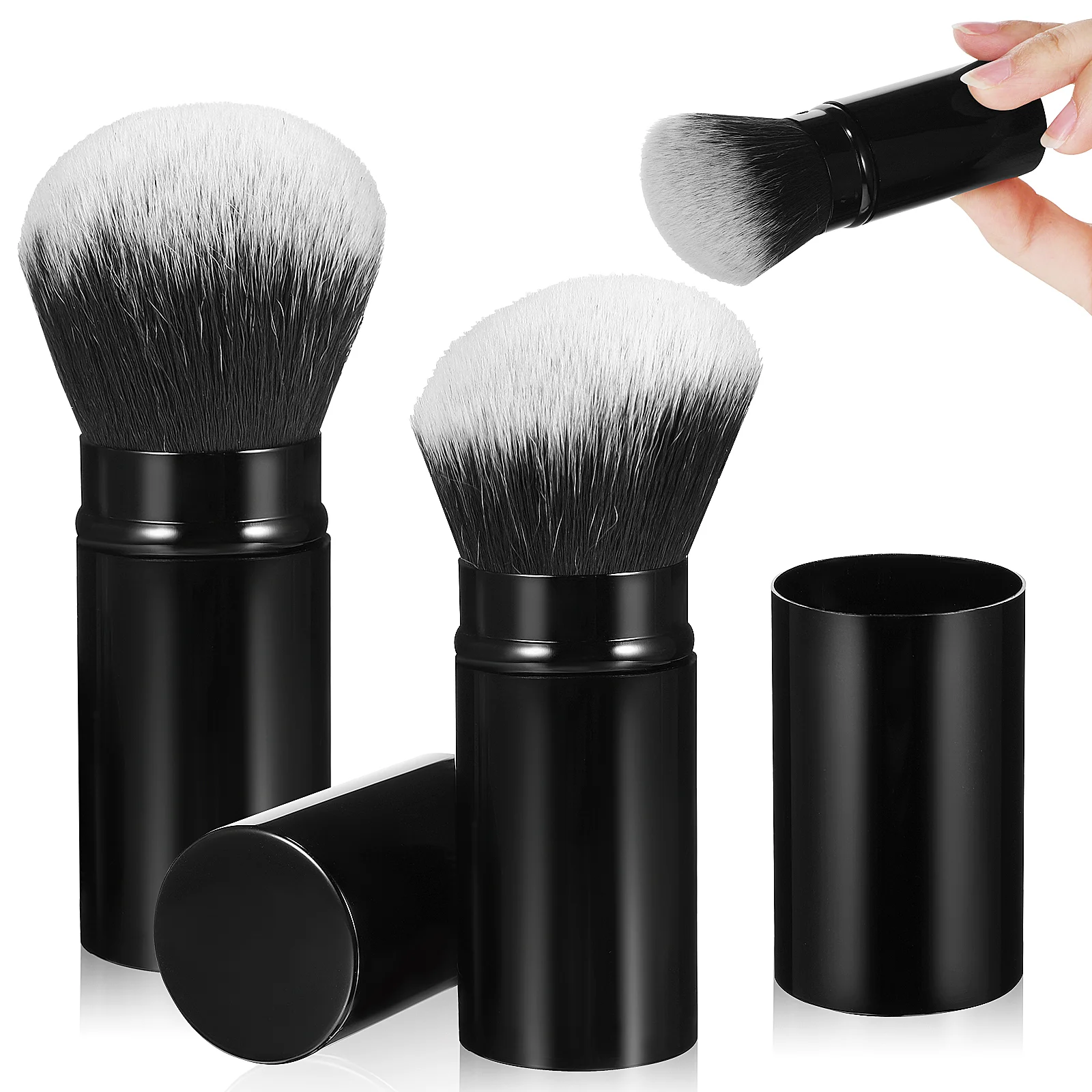 

2pcs Retractable Makeup Brushes Powder Brush Blush Brush Portable Brushes Cosmetics Tools