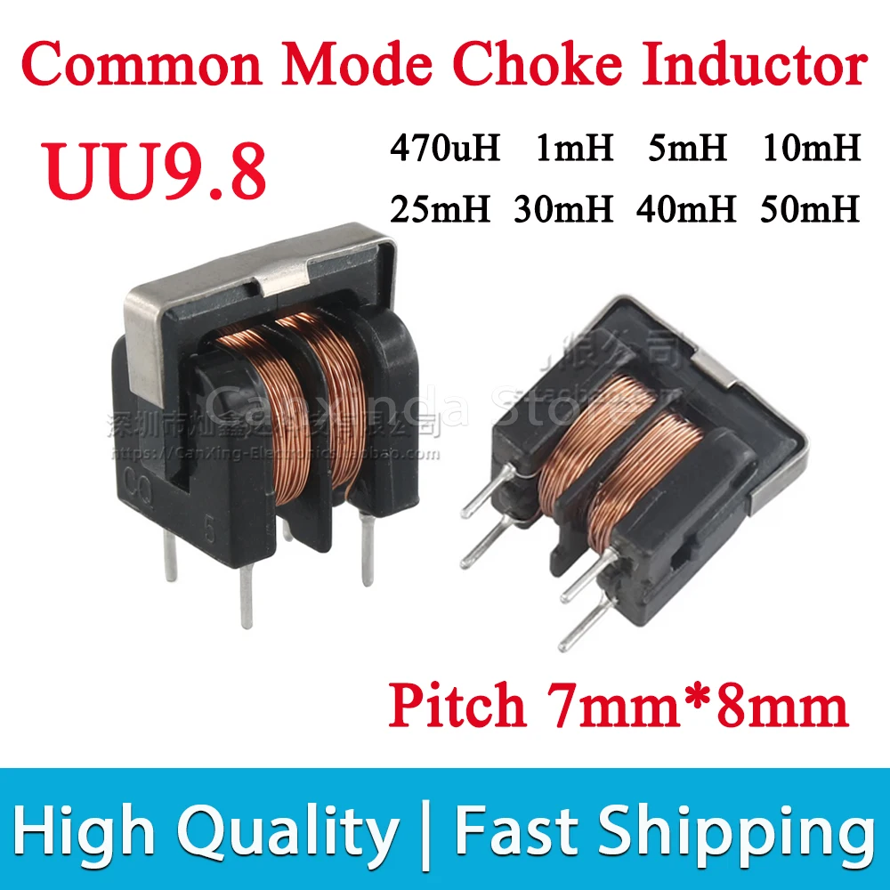 5 Stuks Uu9.8 Uf9.8 Koperdraad Gemeenschappelijke Modus Choke Inductor 470uh 1mh 5mh 10mh 20mh 30mh 40mh 50mh Voor Filter Inductiespoed 7*8Mm