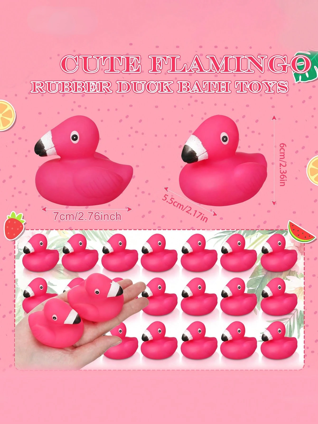10pcs Flamingo Rubber Ducks Mini Rubber Ducks Pink Flamingos Bath Toy Floating Squeak Toy Shower Party Gifts Cake Decorations children toys,festival decorations
