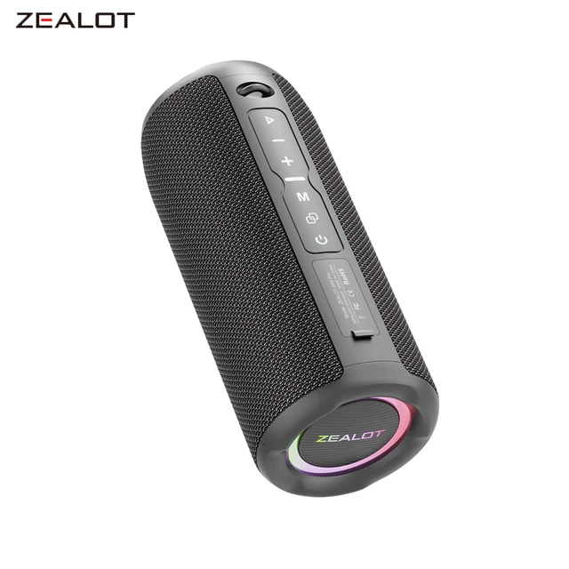 Zealot-Bluetoothワイヤレススピーカーs49 pro,Tfカード互換,LED制御,Bluetooth 5.2,バッテリー3600mah