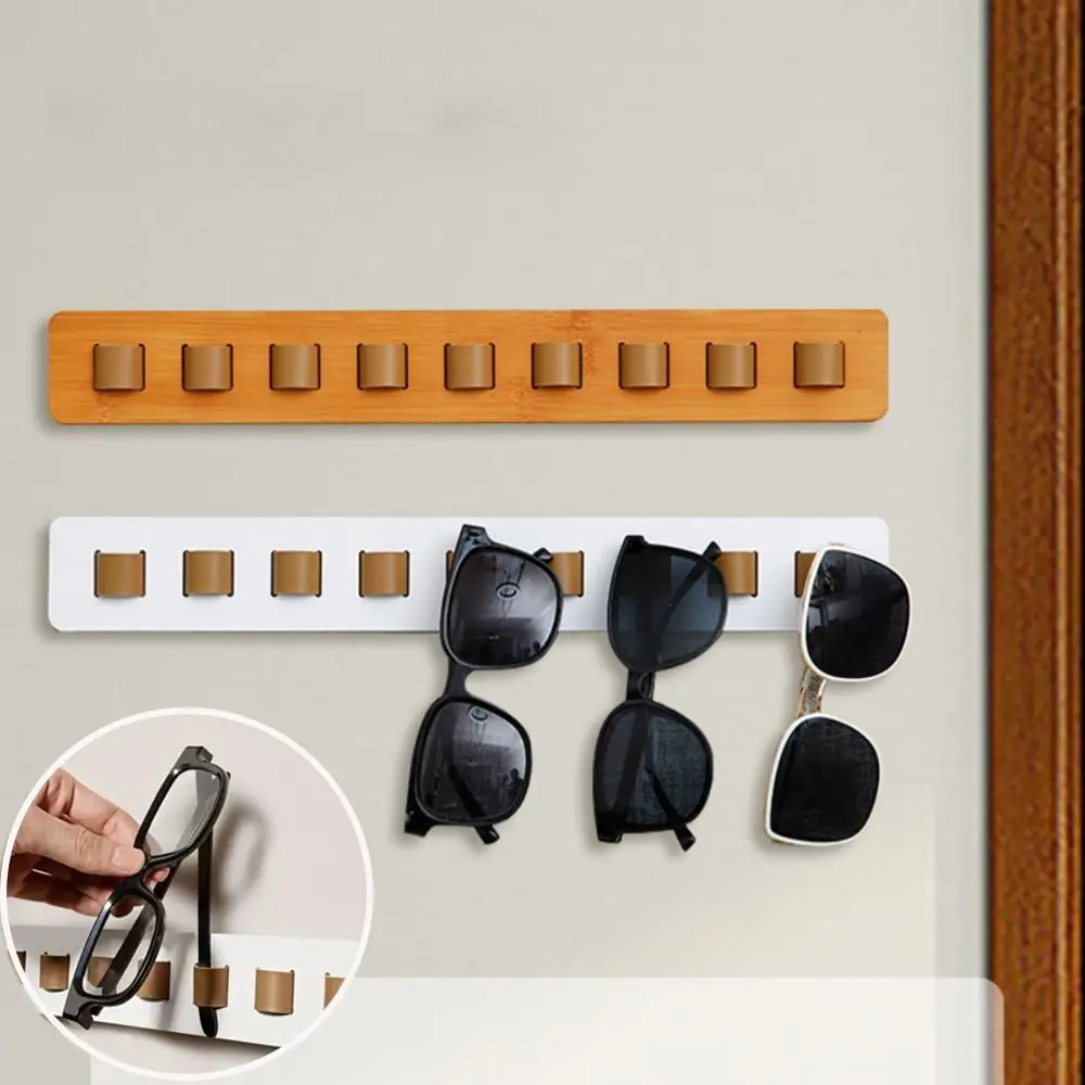 

Wall Mounted Sunglass Organizer Household 9 Holes Self-adhesive Glasses Display stand Wood Eyeglass Hanging Holder