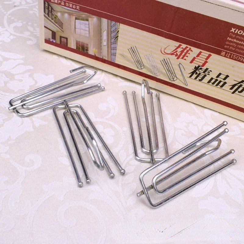 15PCS Metal Four Fork Curtain Tape Hook Curtain Cloth Ring Clamp Tracks DIY Home Accessories