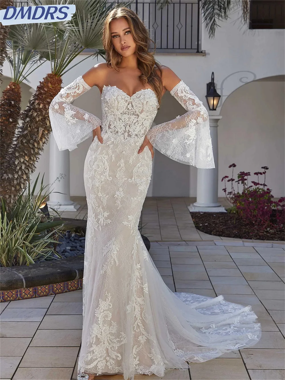 Elegant Appliqué Boho Wedding Dress 2024 Graceful Tulle Bride Gown Graceful Spaghetti Bride Robe Vestidos De Novia