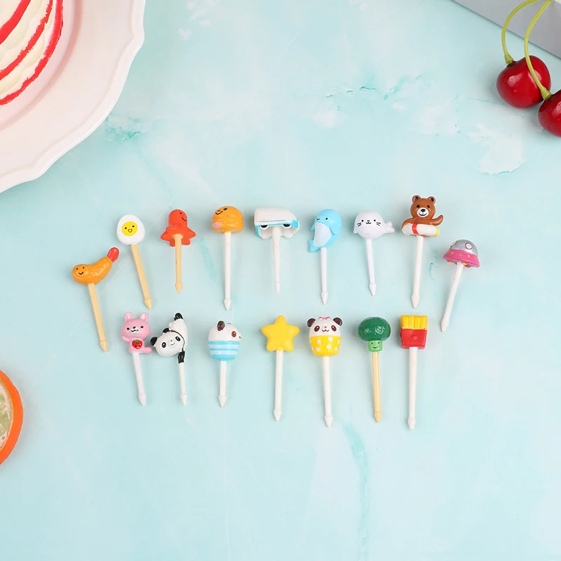 5pcs Cute Animal Fruit Fork Kids Snack Dessert Decoration Forks Toothpick Lunch Salad Decoration Accessories Cake Picks