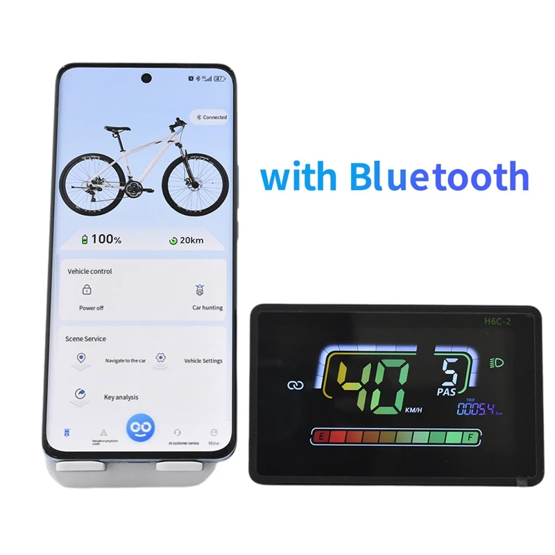 B04C-H6C-2 E-Bike Bluetooth Speedometer LCD Display Electric Scooter Meter Dashboard UART For Mountain Electric Bike
