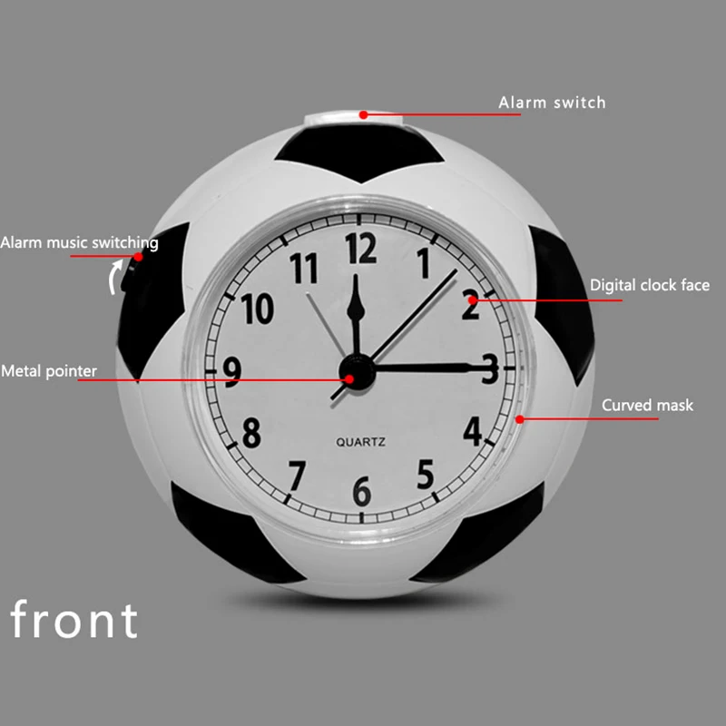 Football Creative Table Clock Simplified Student Silent Alarm Clock Home Desktop Cute Children's Cartoon Fun Time English Clock