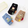 5-12Y Cute Children Gloves Winter Autumn Half Finger Flip Cover Warm Boy Girl Mittens Cartoon ultraman Kids Cycling Gloves 4