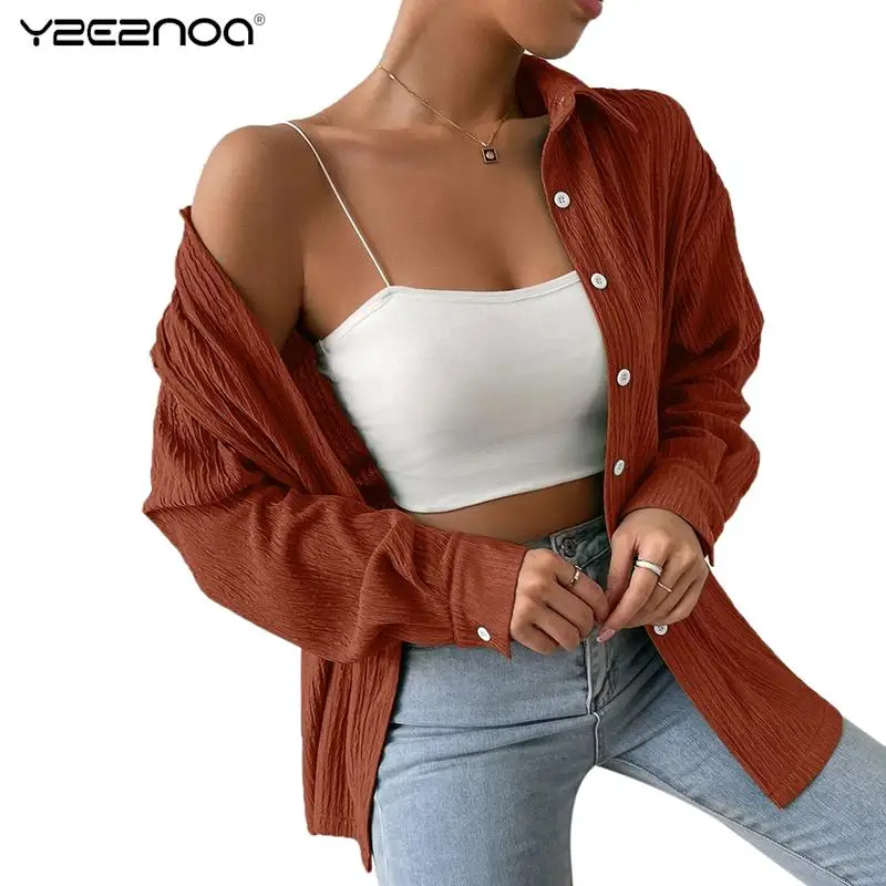 

1pc Blouses For Women Drop Shoulder Longline Long Shirt Without Cami Top Button Front Casual Shirt Tops