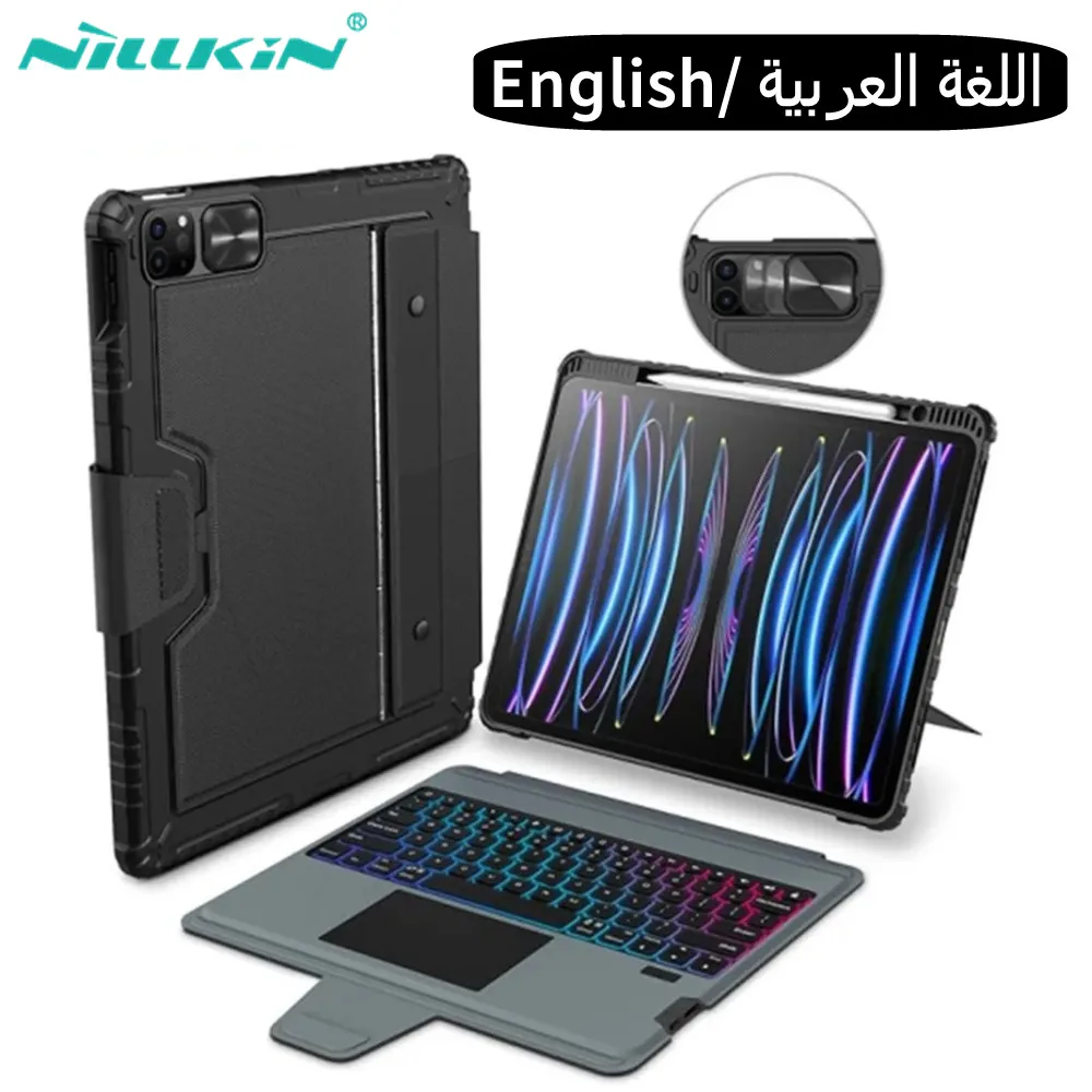 렌즈 보호 기능이 있는 Nillkin 매직 키보드 케이스, iPad Pro 12.9 11, iPad 10th 백라이트 키보드, iPad 9th, iPad Air 5 4