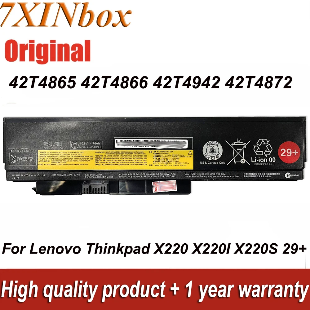 

Laptop Battery 10.8V 57Wh 42T4865 42T4866 42T4942 42T4872 For Lenovo Thinkpad X220 X220I X220S 29+ 42T4899 42T4900