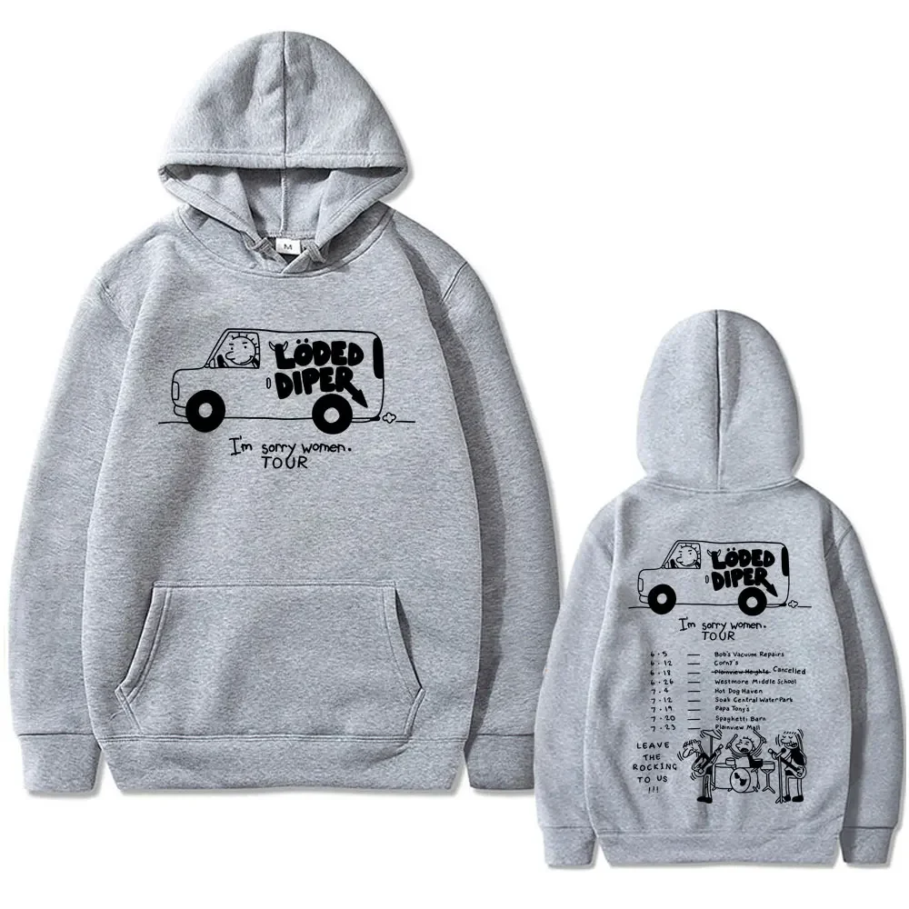 한정판 Loded Diper I'm Sorry Tour 후드 남성용 레트로 록 스웨트 패션 스트리트 가을/겨울 따뜻한 후드