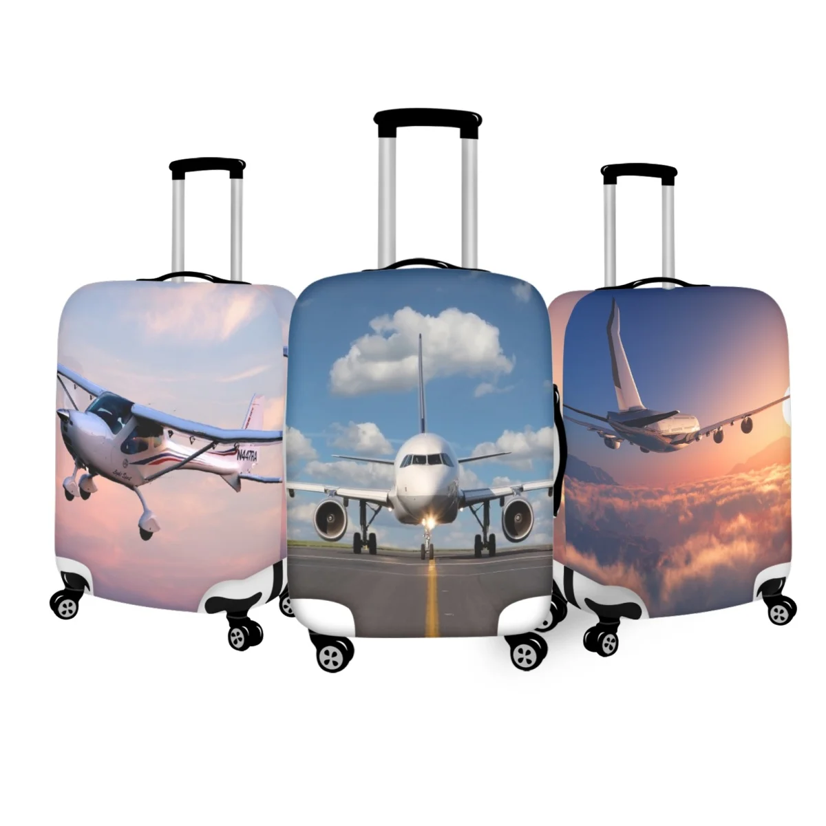 

Twoheartsgirl 3D Aircraft Print Luggage Protective Cover Suitcase Covers for 18''-32'' Trunk Case Protection Travel Accessories