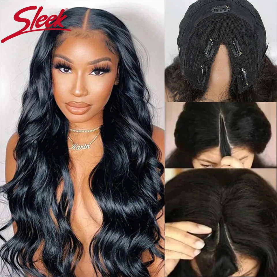 

Sleek Human Hair Wigs For Women Loose Deep U Part Wig Short Brazilian Hair Wigs Glueless Natural Black Body Wave U Part Wigs