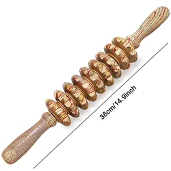 Handheld Wooden Massage Roller Stick for Muscle Pain Relief and Anti-Cellulite Therapy (A)