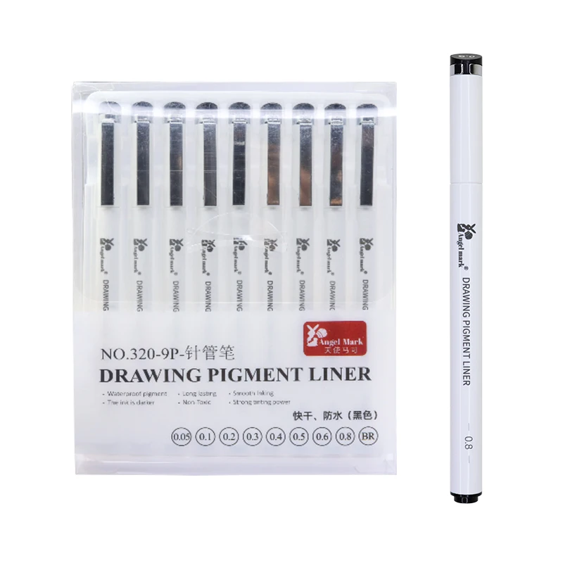 AngelMark 1Pc Drawing Needle Pen Art Marker Professional Hand-painted Hook Line Sketch Journal Writing School Student Supplies 6