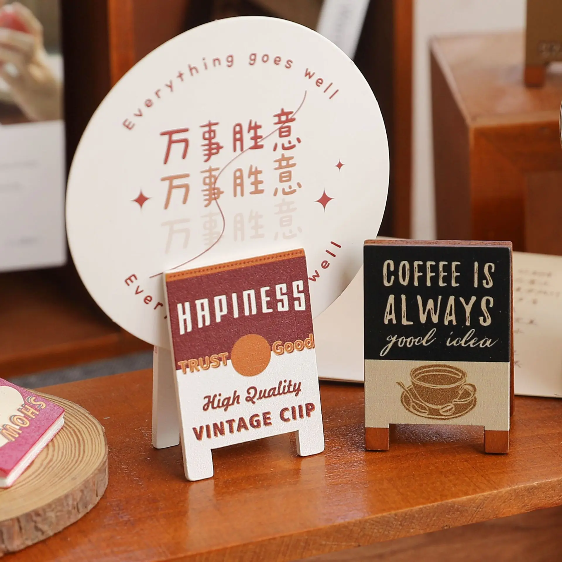 Cute wooden photo holder Desktop decoration Sticky Note holder Office supplies name card wooden photo holder