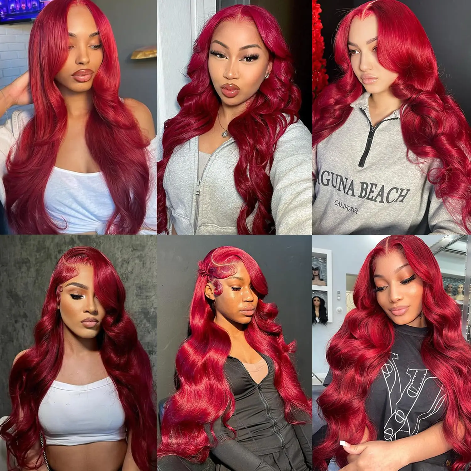 200% Density 99j Burgundy Body Wave Human Blended Hair 13X4 Lace Frontal Wigs for Women Pre Plucked Daily Party Wigs 28 Inch