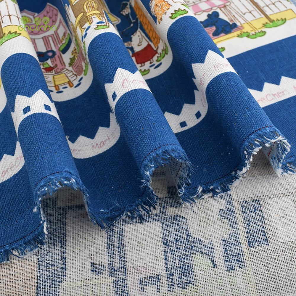 Chainho,Printed Cotton Linen Fabric,DIY Quilting Sewing Material,Cloth For Table,Sofa,Cushion,Bag,Furniture Cover,15CLB3