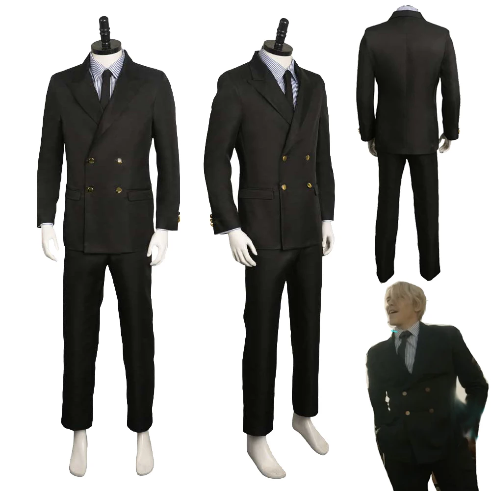 

Sanji Cosplay Coat Shirt Pants Tie Outfit Live Action TV One Cosplay Piece Boys Men Adult Halloween Carnival Party Disguise Suit