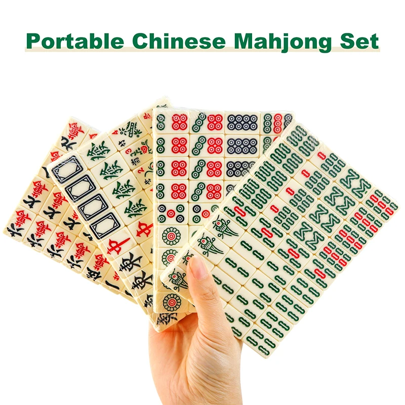 Mahjong Game Chinese Mahjong Mini Traditional Majiang Portable Travel Classic Board Games With Storage Bag Portable Table Game