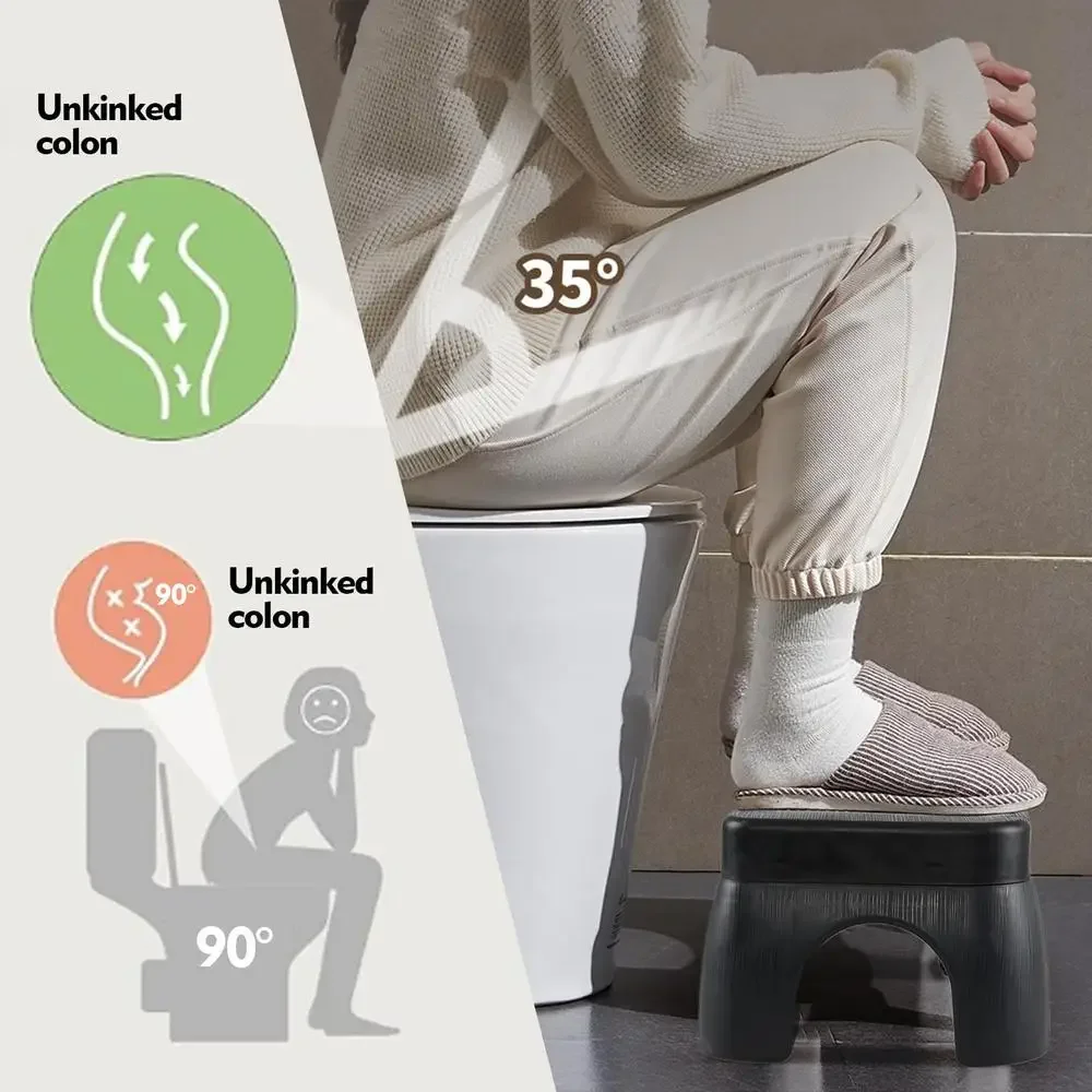 Portable Black Toilet Stool Set of 3 Adults Children Bathroom Potty Lifting Legs Smooth Defecation Easy Clean Anti Slip 8.66"D x 6