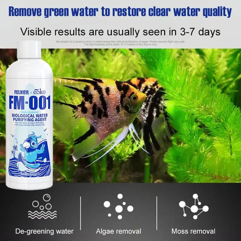 Fish Tank Water Purifier Algae Remover Aquarium Algaecide Detergent Cleaning Agent Alginate Removal Agent Clear Water Quality fish tank water purifier