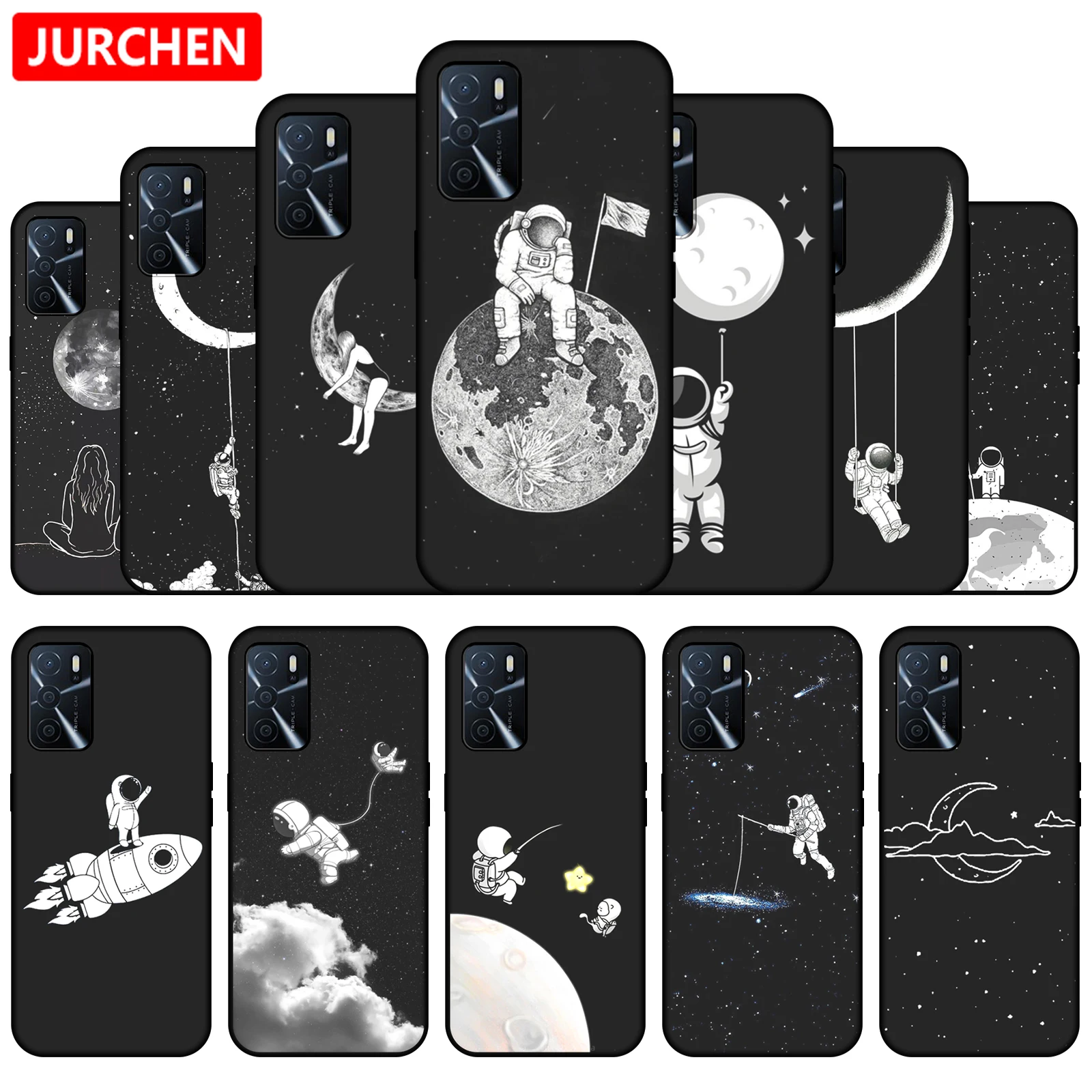 Custodia Per Telefono In Silicone Personalizzata Jurchen Per Oppo A54S Fashion Cartoon Cat Flower Space Printing Per Oppo A54S Cover Posteriore Sottil