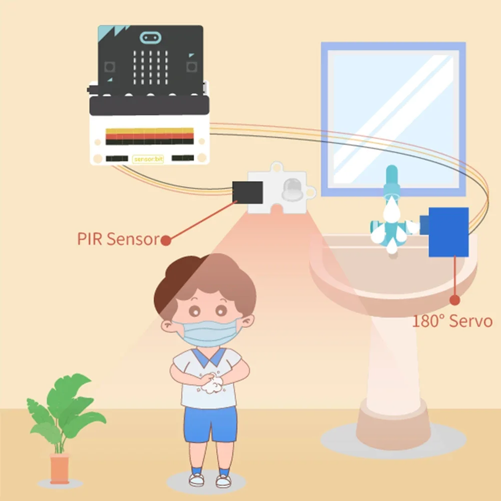 Sensor:bit Analog UV Sensor PIR Sensor Micro:bit Smart Health Kit 180&deg; Servo for Kids Coding Programming Learning Class Teaching