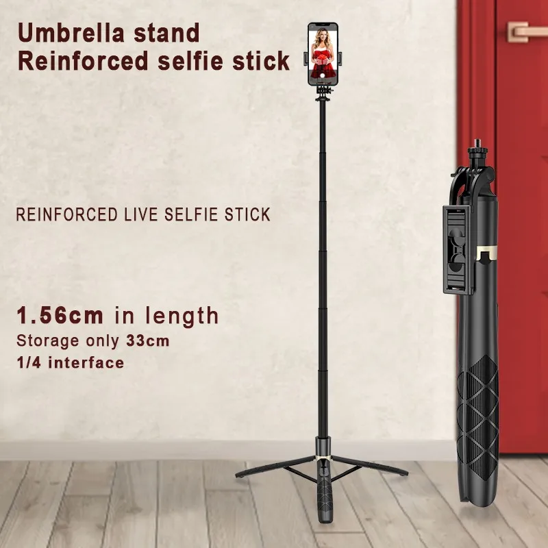 LISCN Tripod Selfie Stick 156cm Bluetooth Remote Bolt 1/4 Tongsis Holder Q16 for Mobile Phone Gopro Camera Ring Ligh