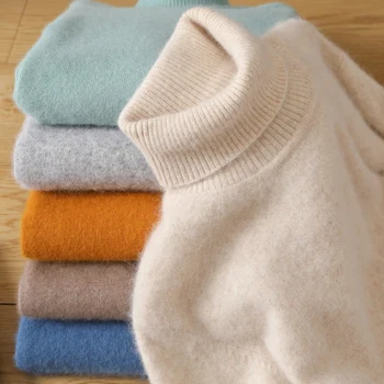 2025 nuovo 100% puro visone cashmere maglione a collo alto da uomo di alta qualità di alta qualità a maniche lunghe moda casual visone cashmere swea 1