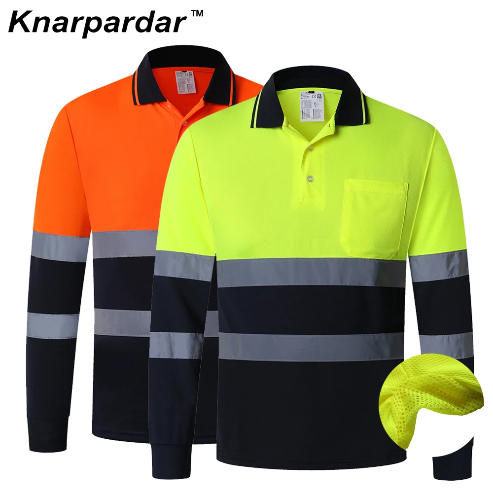 빠른 건조 높은 가시성 셔츠 안전 반사 작업 셔츠 노란색 주황색 해군 오토바이..