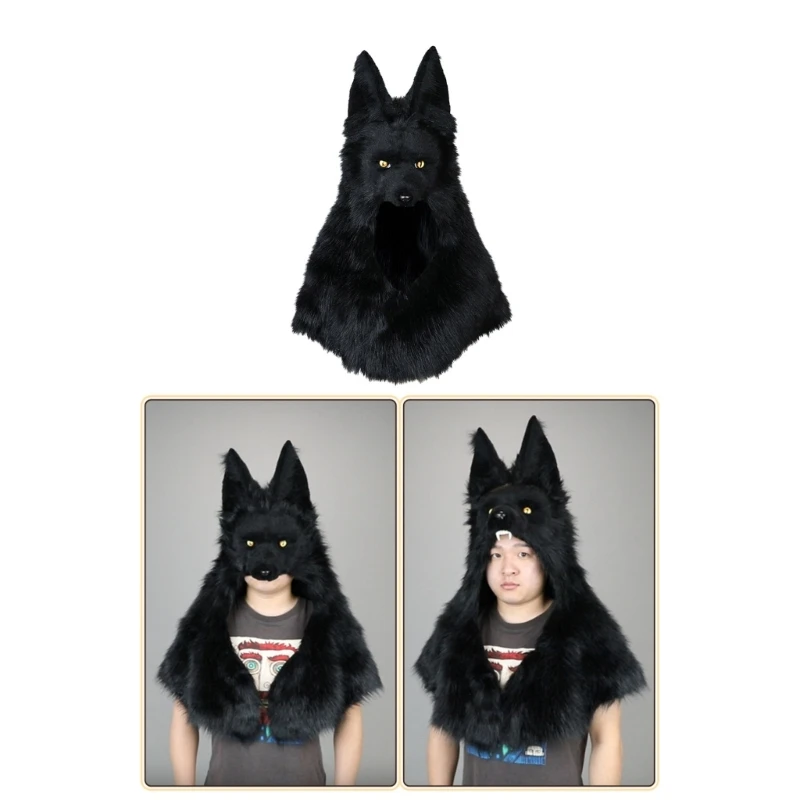 Gorro De Lobo Con Orejas De Felpa – Para Frío, Cosplay Y Halloween, Unisex, Talla Única, Lavable A Máquina