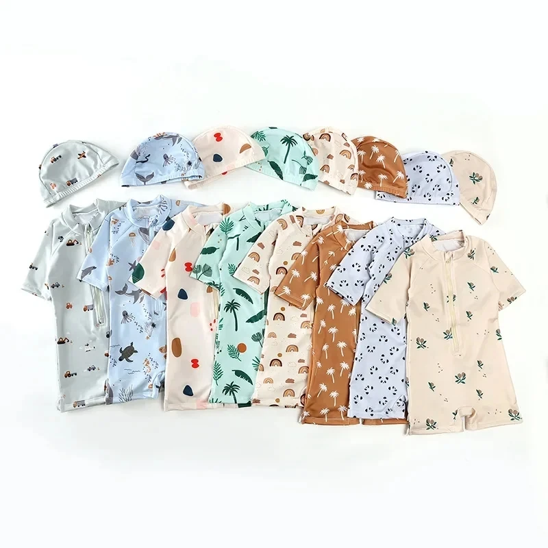 Summer Baby Boys Girls Swimwears Bikini One Piece Set Brand Kids Beautiful Floral Toddler Swimming Suits Sunbeach Swimsuit