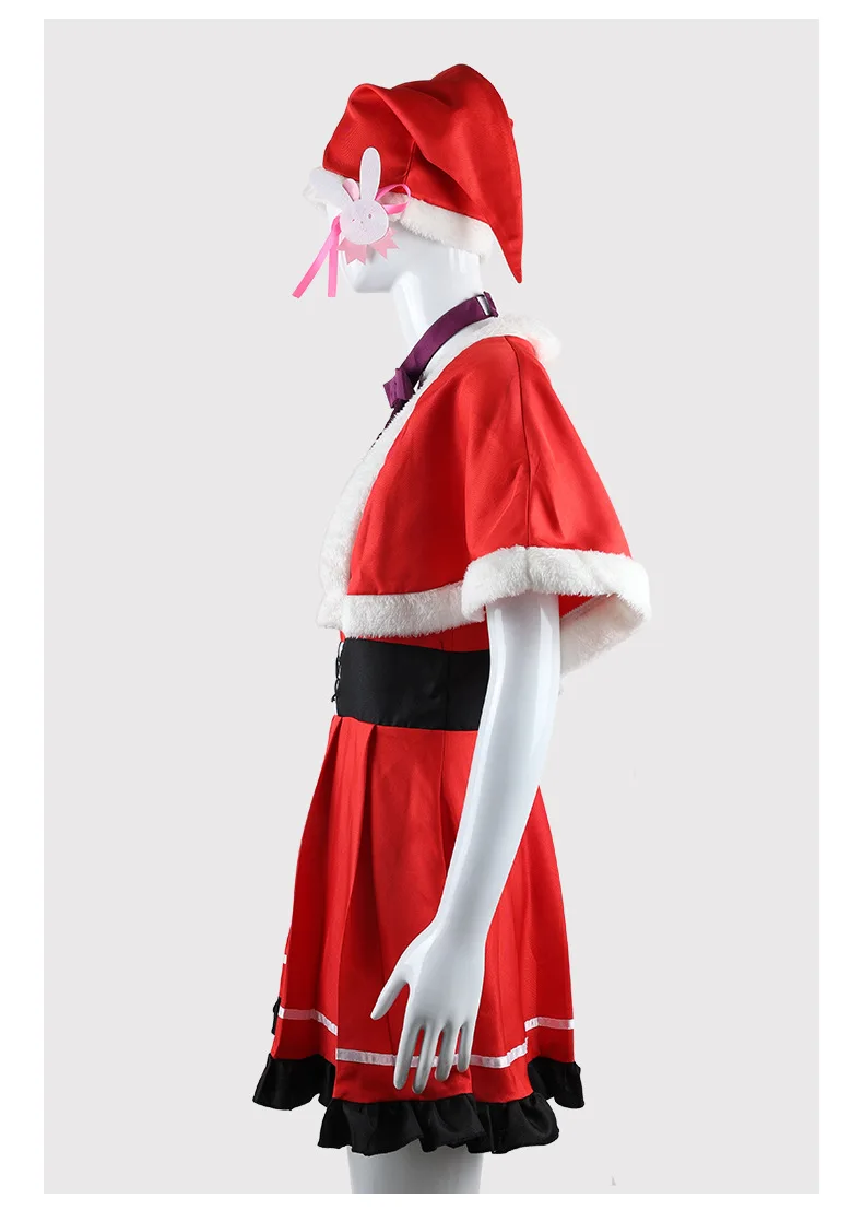 OSHI NO KO: Hoshino Ai | Christmas Red Dress Cosplay Costume 25 Generic Christmas Red Dress with Cape and Hat Cosplay Costume for Women (Unofficial)