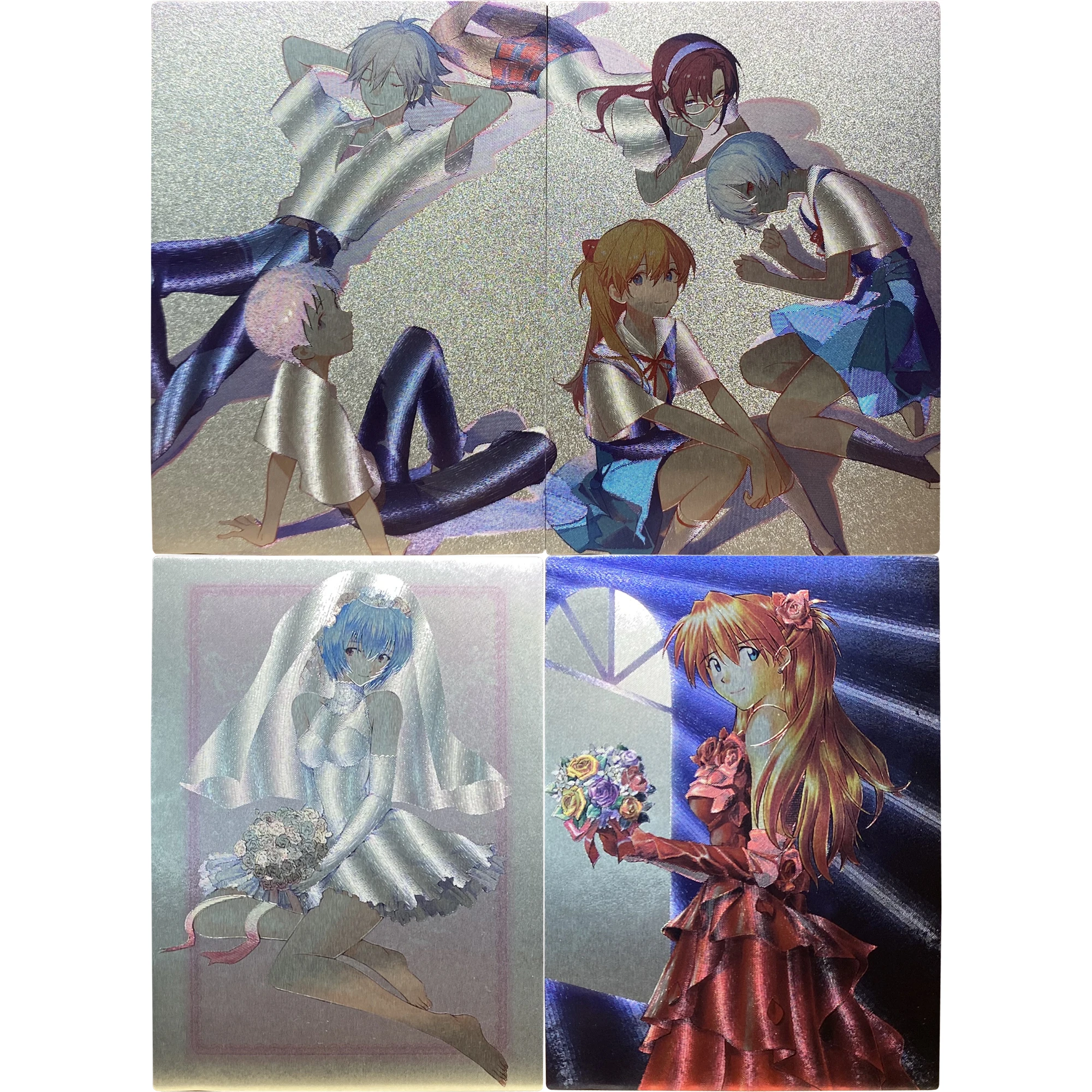 

2Pcs/set Ayanami Rei Asuka Ikari Shinji Coarse Flash Card Classic Game Anime Collection Cards Diy Gift Toys