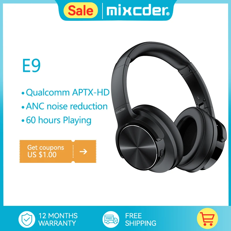 Mixcder E9 Wireless Bluetooth Headphones Aptx Active Noise Cancelling 50  Hours Headset With Super Hifi Deep Bass - Earphones & Headphones -  AliExpress