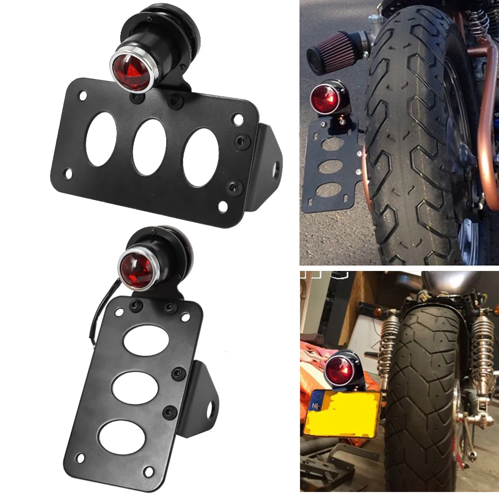 Shkalacar Luz Trasera LED Con Freno, Luz De Freno Universal Para Moto Con Soporte De Placa De Matrícula Lámpara De Funcionamiento Integrada