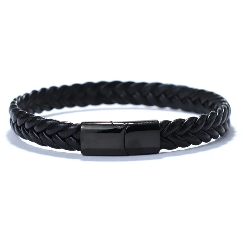 Men Leather Stainless Steel Bracelet